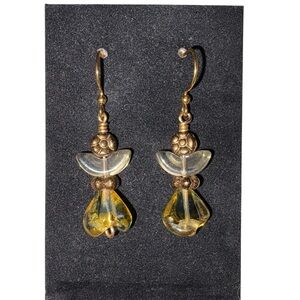 Handmade Gold Angel Rose Earrings